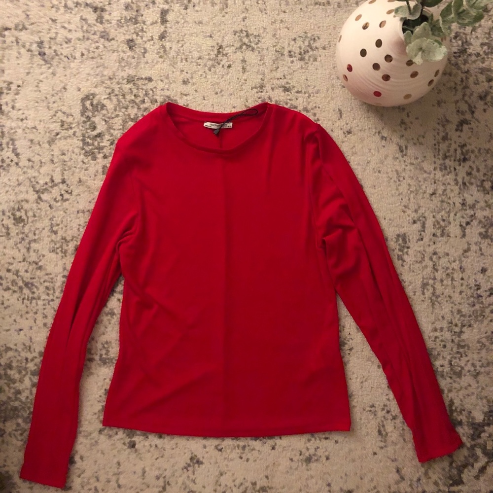 Red Zara bell sleeved shirt